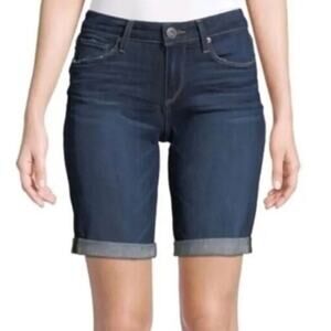 Paige Kayla Denim Blue Jean Bermuda Short Dark Wash 27